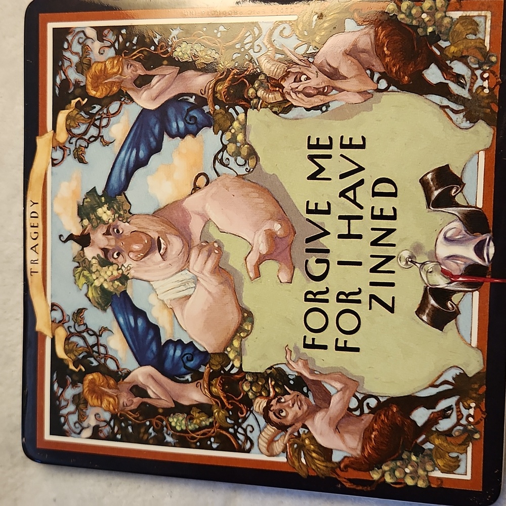 Ceramic wine trivet Forgive me I have Zinned. Guc